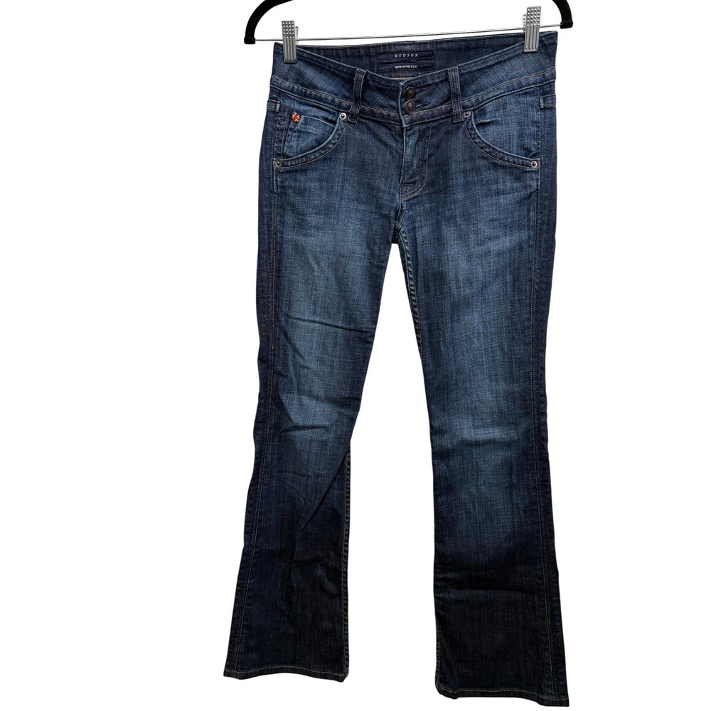 Hudson Beth Baby Bootcut Jeans Dark Wash Low Rise Flap Pocket Size 26 USA Made